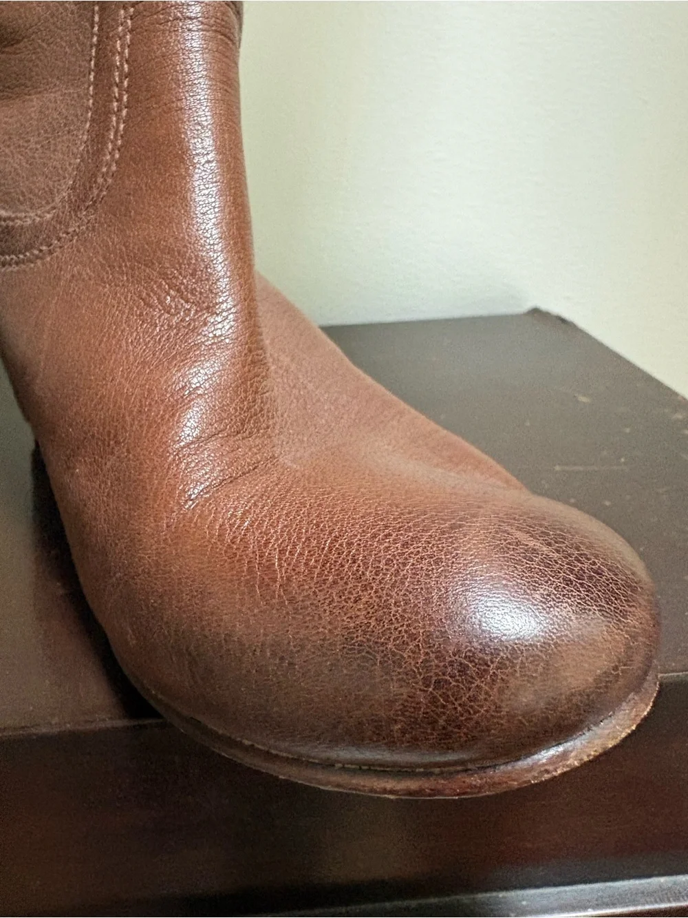 Women's Brown Leather Wedge Ankle Boots Frye Carson size 10